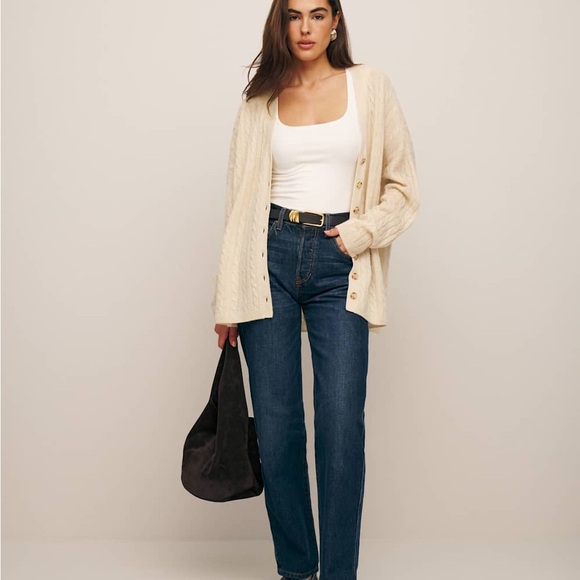 Reformation Giusta Oversized Cashmere Cardigan, beige (small) - Picture 8 of 8
